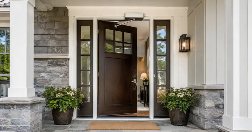 residential automatic door opener installed on exterior entry door in Tyrone