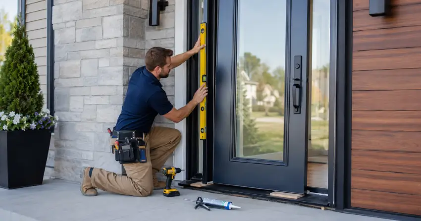 glass outside door installation with energy-efficient double-pane glazing in Tyrone