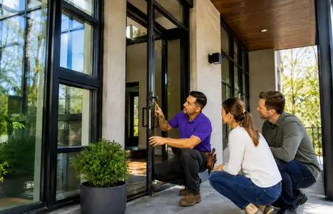 Modern home exterior with floor-to-ceiling windows by Windows & Doors Tyrone